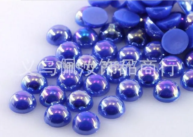 Free Shipping 300Pcs/lot  5mm AB Colors Craft ABS Imitation Pearls Half Round Flatback Pearls Resin Scrapbook Beads Decorate Diy