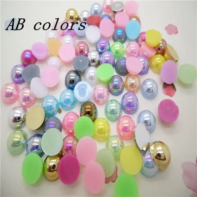 Free Shipping 300Pcs/lot  5mm AB Colors Craft ABS Imitation Pearls Half Round Flatback Pearls Resin Scrapbook Beads Decorate Diy