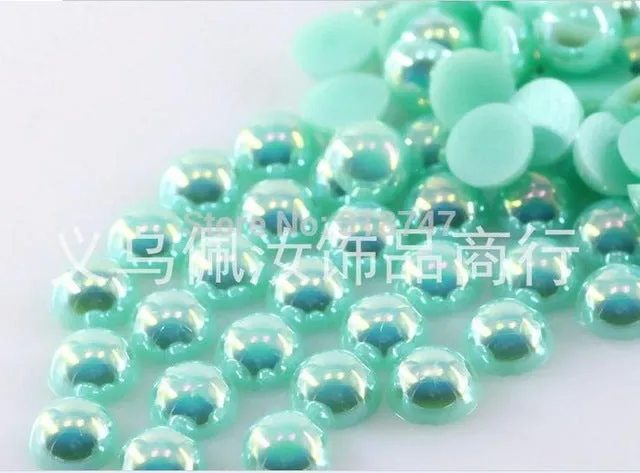 Free Shipping 300Pcs/lot  5mm AB Colors Craft ABS Imitation Pearls Half Round Flatback Pearls Resin Scrapbook Beads Decorate Diy