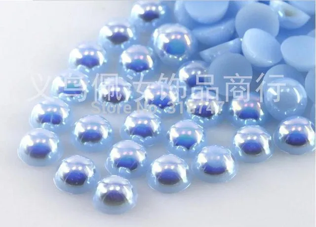 Free Shipping 300Pcs/lot  5mm AB Colors Craft ABS Imitation Pearls Half Round Flatback Pearls Resin Scrapbook Beads Decorate Diy