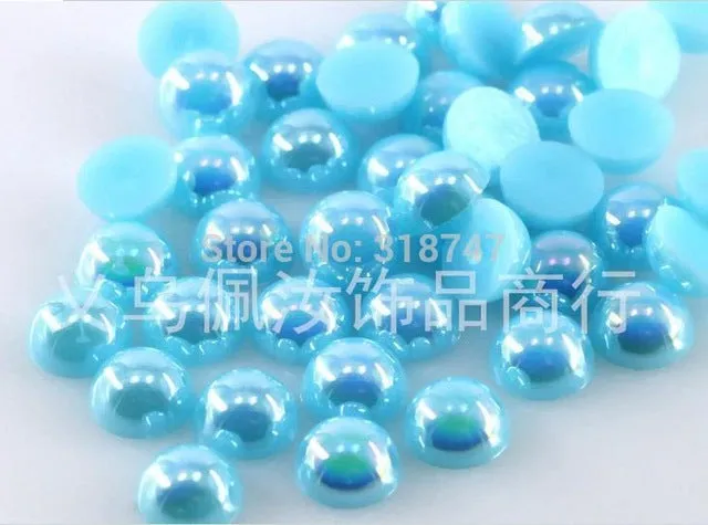 Free Shipping 300Pcs/lot  5mm AB Colors Craft ABS Imitation Pearls Half Round Flatback Pearls Resin Scrapbook Beads Decorate Diy