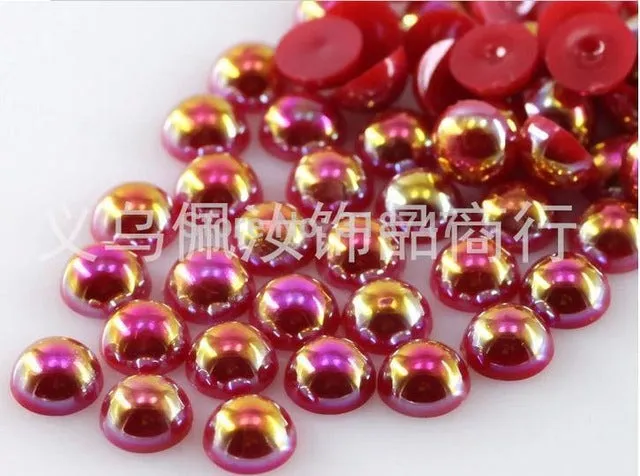 Free Shipping 300Pcs/lot  5mm AB Colors Craft ABS Imitation Pearls Half Round Flatback Pearls Resin Scrapbook Beads Decorate Diy