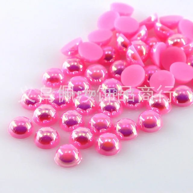 Free Shipping 300Pcs/lot  5mm AB Colors Craft ABS Imitation Pearls Half Round Flatback Pearls Resin Scrapbook Beads Decorate Diy