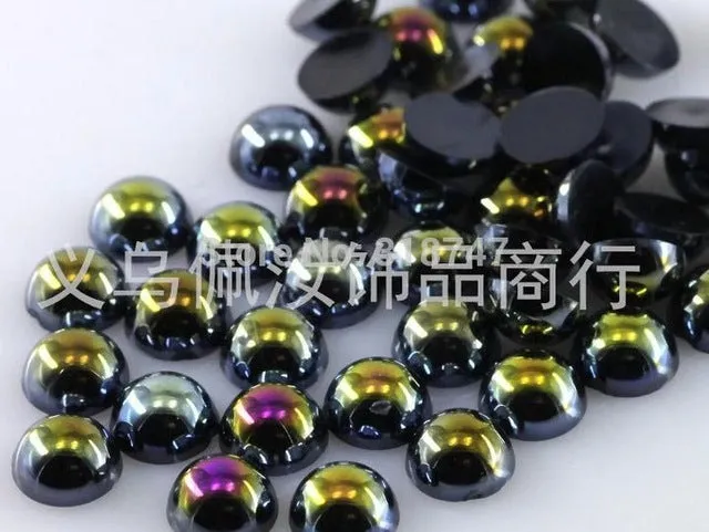 Free Shipping 300Pcs/lot  5mm AB Colors Craft ABS Imitation Pearls Half Round Flatback Pearls Resin Scrapbook Beads Decorate Diy