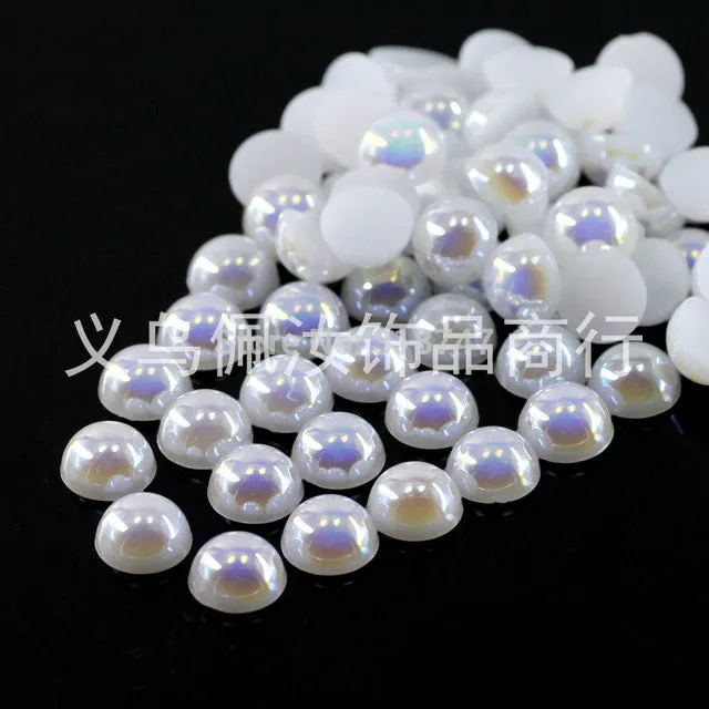 Free Shipping 300Pcs/lot  5mm AB Colors Craft ABS Imitation Pearls Half Round Flatback Pearls Resin Scrapbook Beads Decorate Diy
