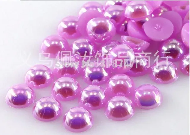 Free Shipping 300Pcs/lot  5mm AB Colors Craft ABS Imitation Pearls Half Round Flatback Pearls Resin Scrapbook Beads Decorate Diy