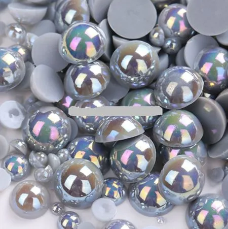 Free Shipping 300Pcs/lot  5mm AB Colors Craft ABS Imitation Pearls Half Round Flatback Pearls Resin Scrapbook Beads Decorate Diy