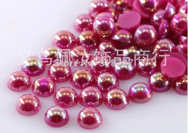 Free Shipping 300Pcs/lot  5mm AB Colors Craft ABS Imitation Pearls Half Round Flatback Pearls Resin Scrapbook Beads Decorate Diy