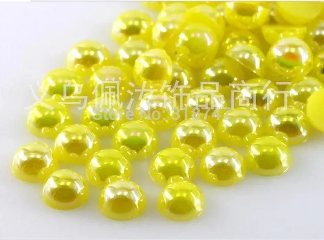 Free Shipping 300Pcs/lot  5mm AB Colors Craft ABS Imitation Pearls Half Round Flatback Pearls Resin Scrapbook Beads Decorate Diy