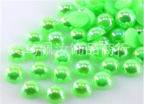 Free Shipping 300Pcs/lot  5mm AB Colors Craft ABS Imitation Pearls Half Round Flatback Pearls Resin Scrapbook Beads Decorate Diy