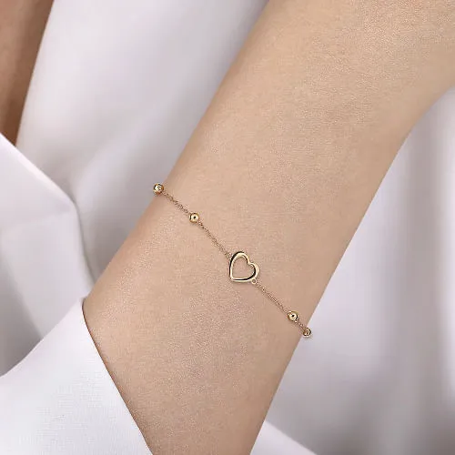 Gabriel & Co | 14K Yellow Gold Open Heart Bujukan Chain Bracelet
