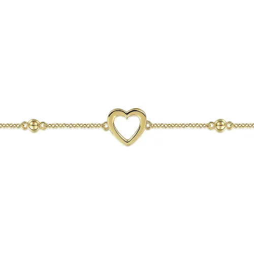 Gabriel & Co | 14K Yellow Gold Open Heart Bujukan Chain Bracelet