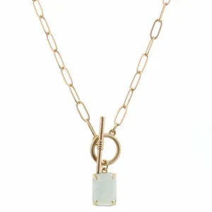 Gold Chain with Grey Stone Square and Toggle
