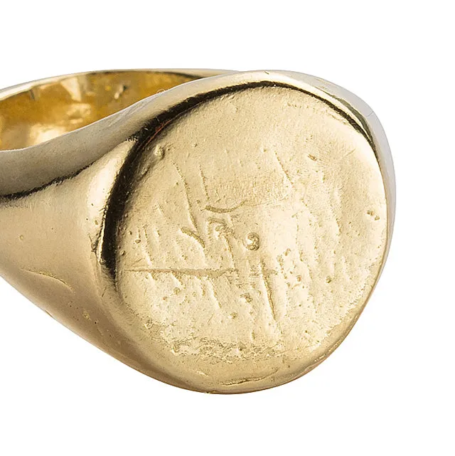 Gold Round Signet Ring