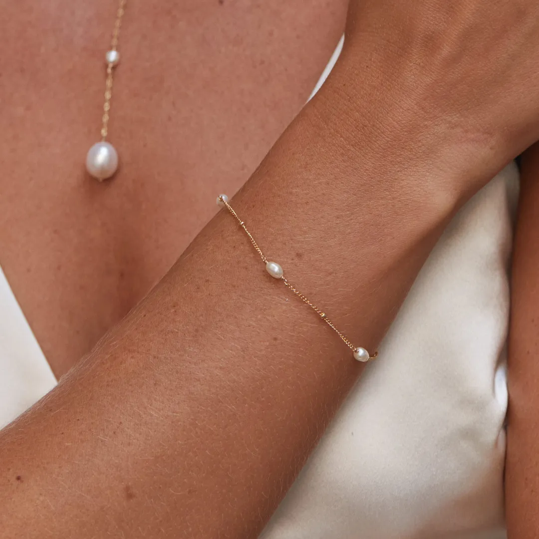 Gold Seed Pearl Satellite Bracelet