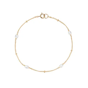 Gold Seed Pearl Satellite Bracelet