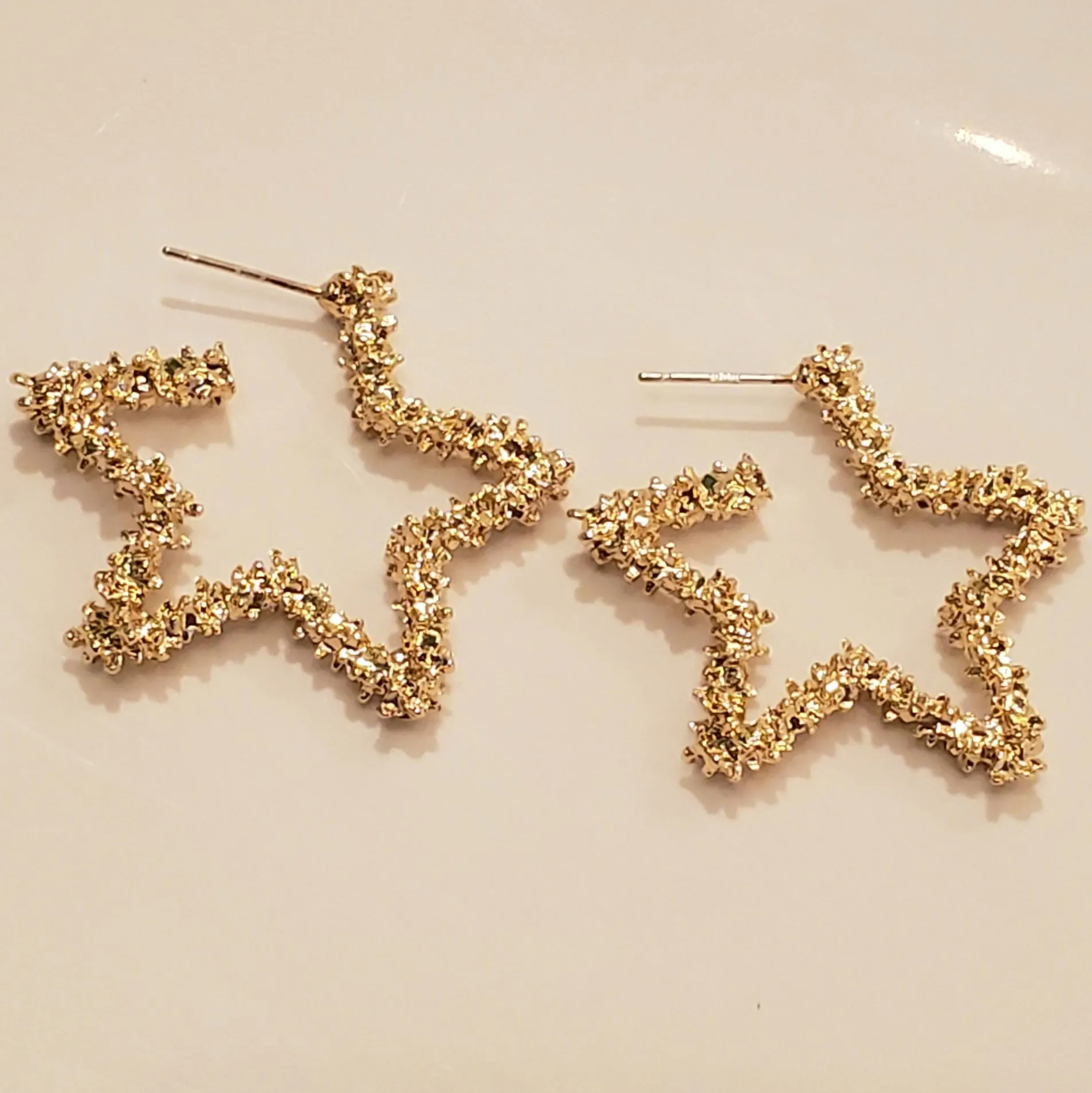Gold Textured Star Earrings | Style No. 218