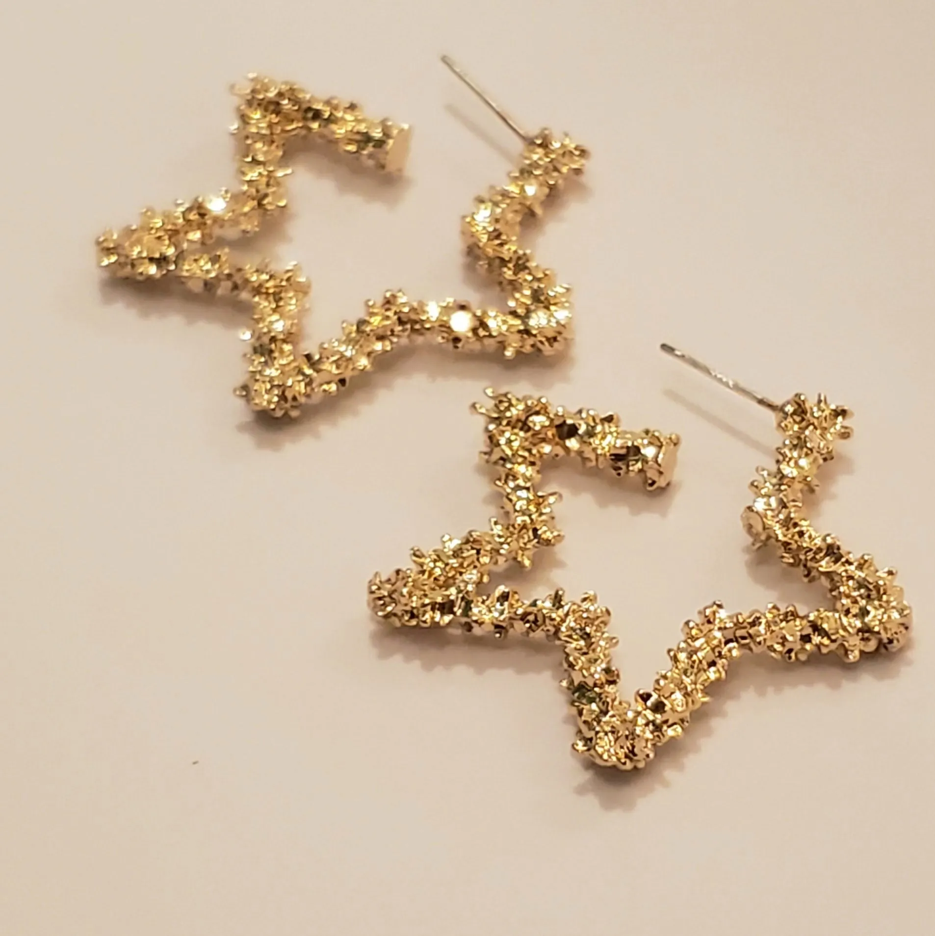Gold Textured Star Earrings | Style No. 218