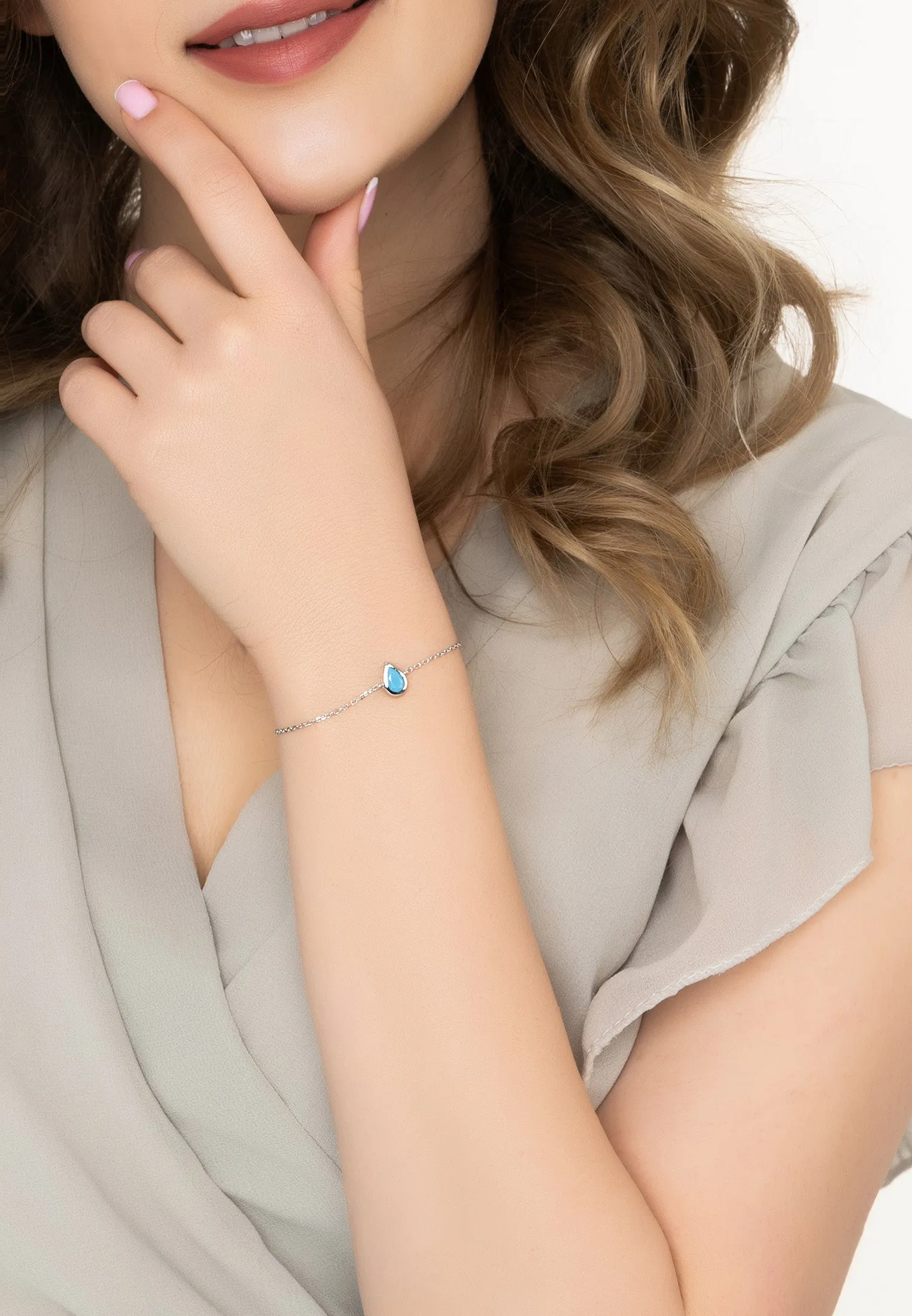 Harriett Mini Teardrop Turquoise Bracelet Silver
