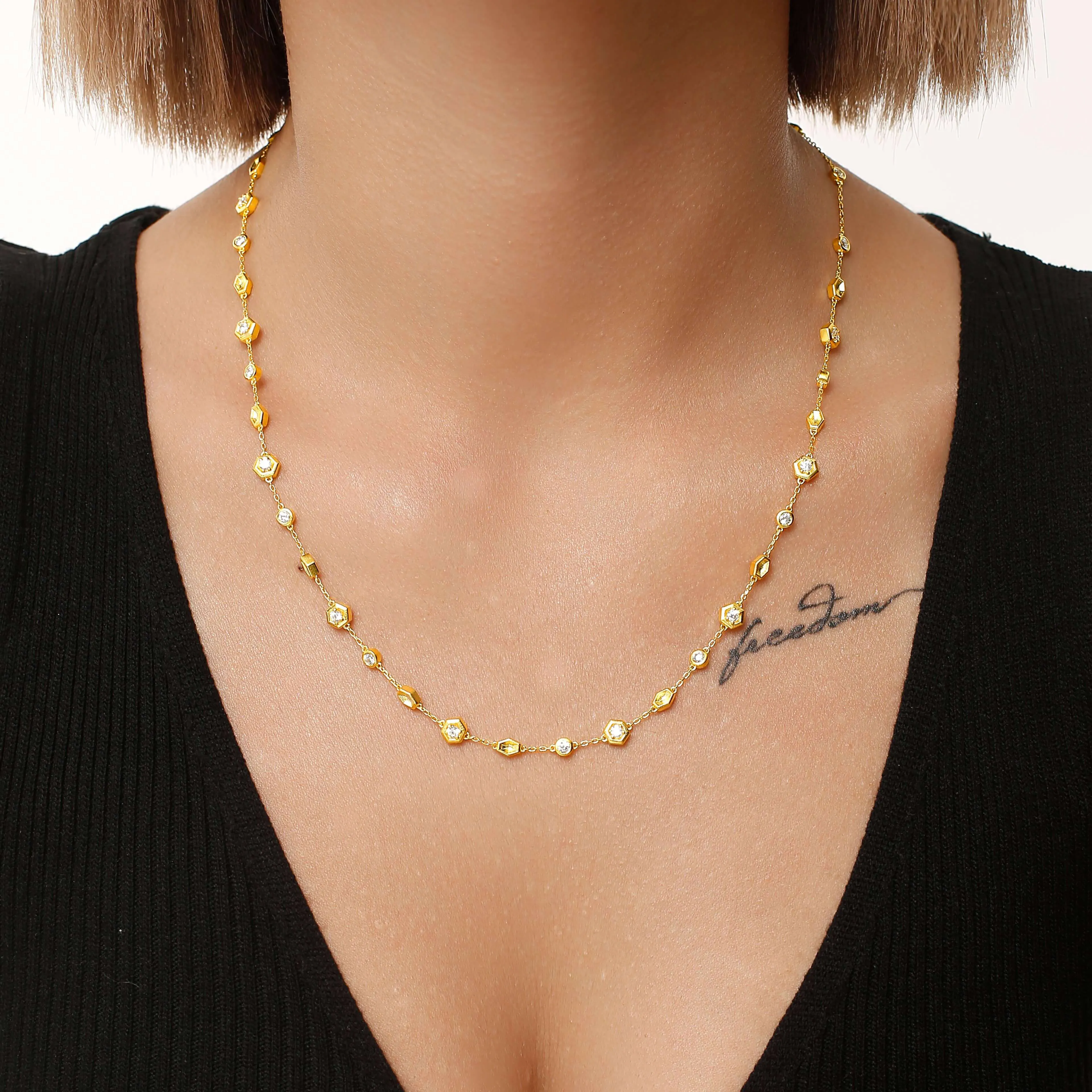 Honeycomb Necklace Life With MaK’s Honeycomb Bee Kind Jewelry Collection
