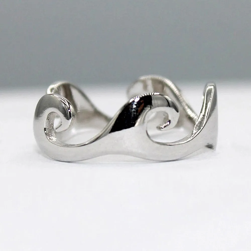 Huitan Punk Cool Finger Rings for Women Metal Silver Color Wave Couple Rings Anniversary Gift Men&#39;s Accessories Hot 2022 Jewelry