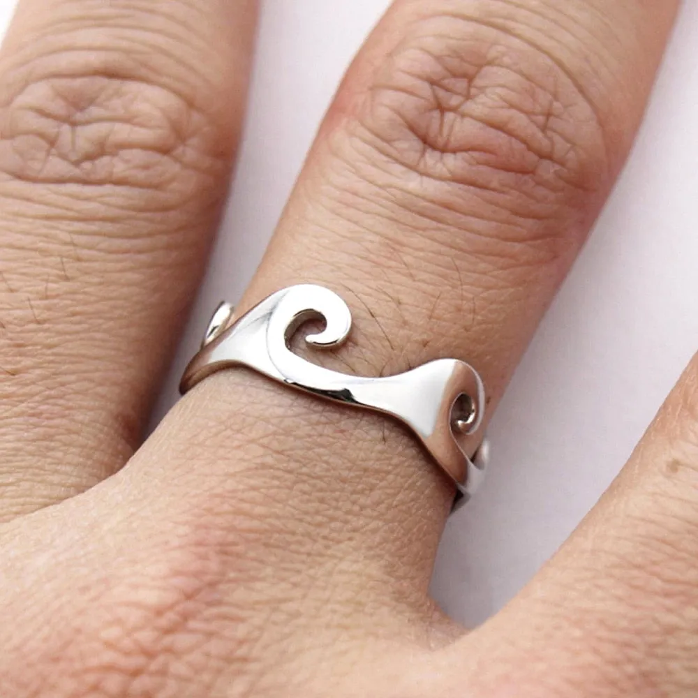 Huitan Punk Cool Finger Rings for Women Metal Silver Color Wave Couple Rings Anniversary Gift Men&#39;s Accessories Hot 2022 Jewelry