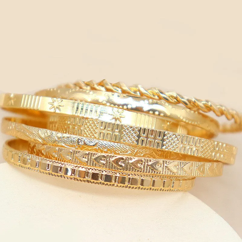 Irregular Texture Twist-shaped  Bracelet Set Of 7