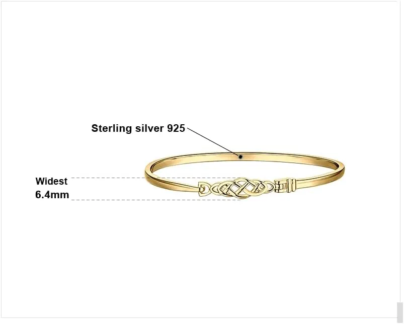JewelryPalace Irish Celtic Love Knot Bracelet, 14k White Yellow Rose Gold Plated 925 Sterling Silver Bracelets for Women, Promise Love Bangles Bracelets for Women, Friendship Bracelets Girls