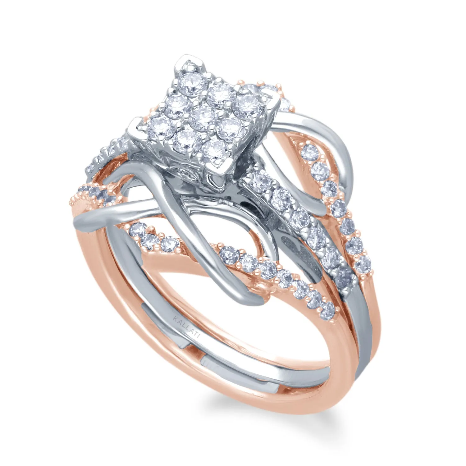 Kallati Eternal Diamond Engagement Ring in 14K Two Tone Gold