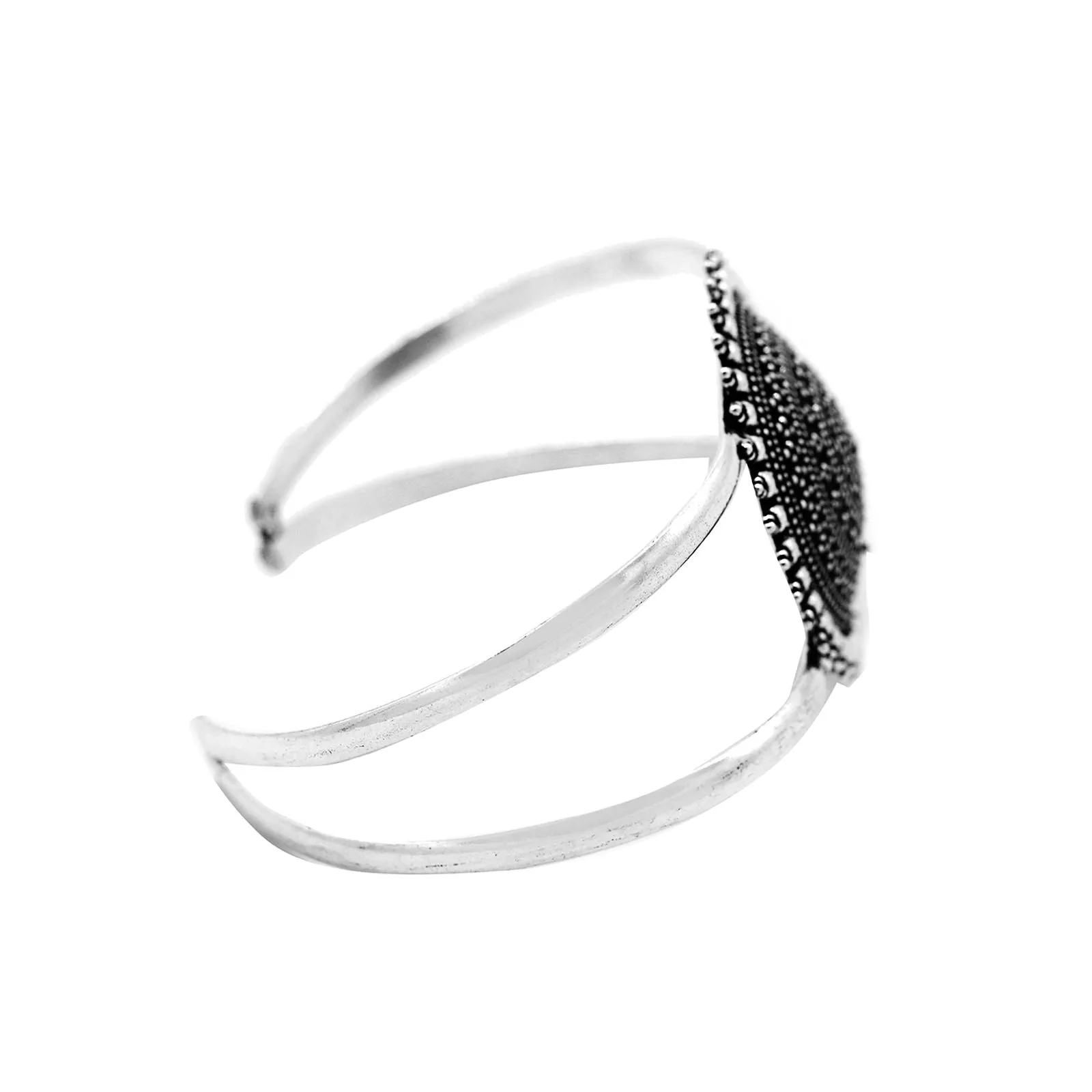 Kimaya Circular Silver Oxidized Cuff
