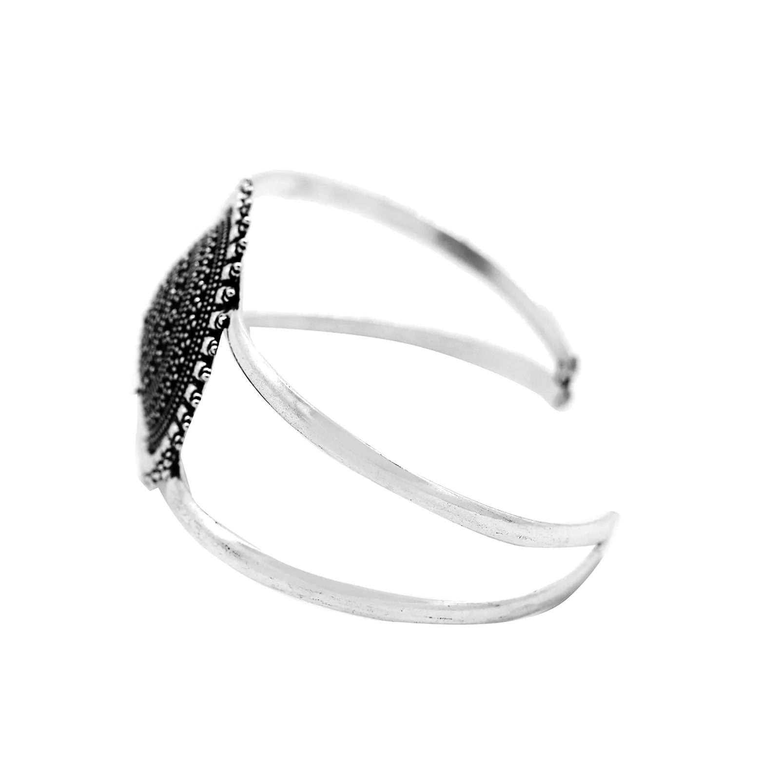Kimaya Circular Silver Oxidized Cuff