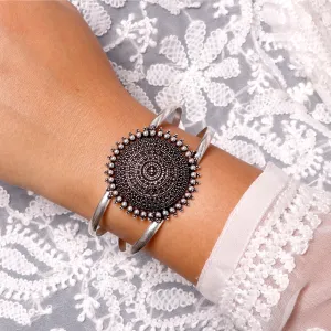Kimaya Circular Silver Oxidized Cuff