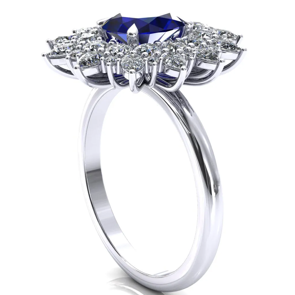 Lavender 8x6mm Oval Center Cluster Diamond Halo Ring