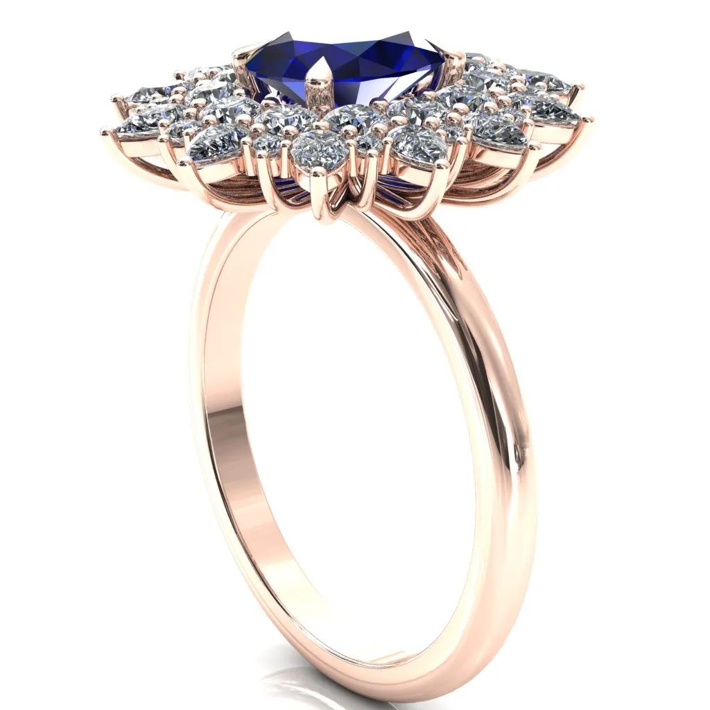 Lavender 8x6mm Oval Center Cluster Diamond Halo Ring