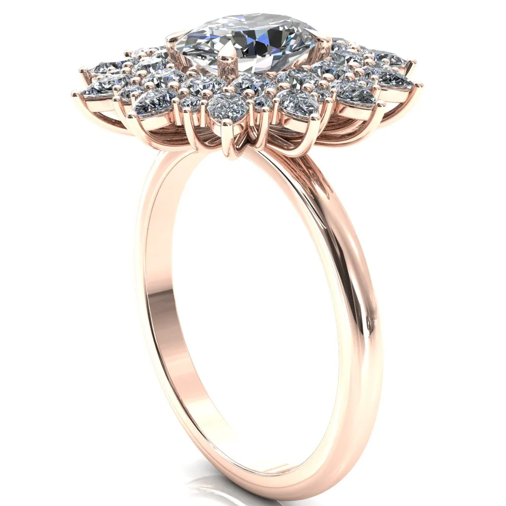 Lavender 8x6mm Oval Center Cluster Diamond Halo Ring