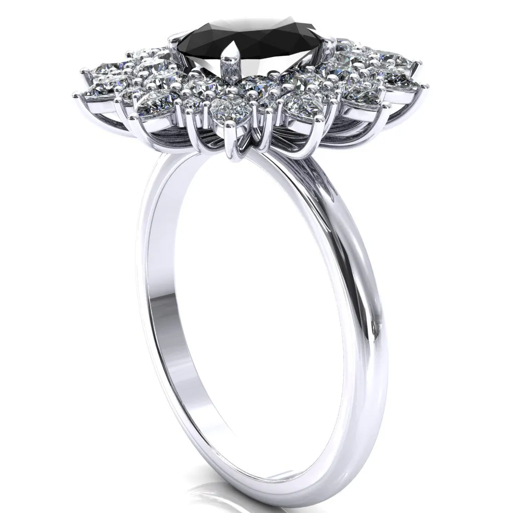 Lavender 8x6mm Oval Center Cluster Diamond Halo Ring