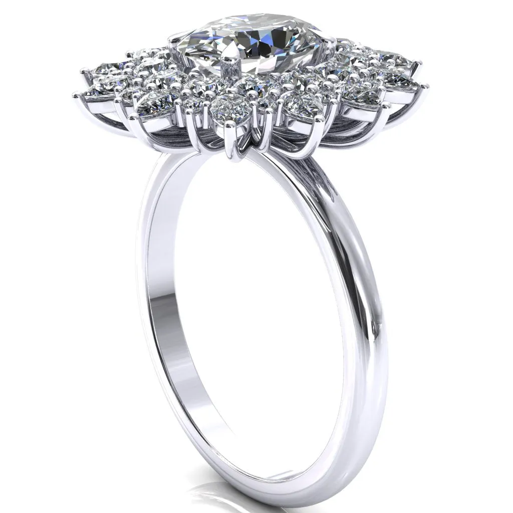 Lavender 8x6mm Oval Center Cluster Diamond Halo Ring