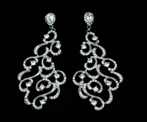 Long Swirl Rhinestone Earrings