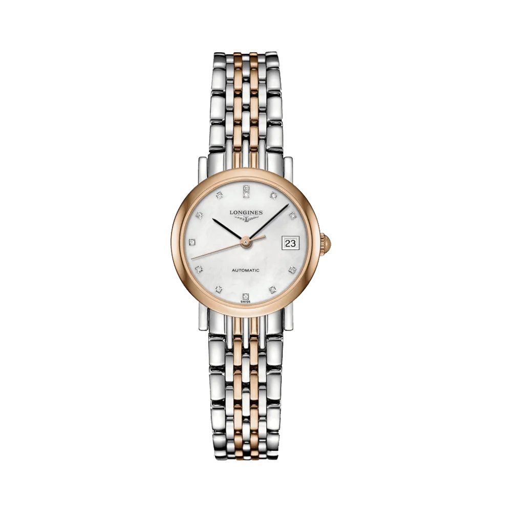 Longines Elegant Women's 25.50mm Stainless Steel & Rose IP  Automatic Watch L4.309.5.87.7