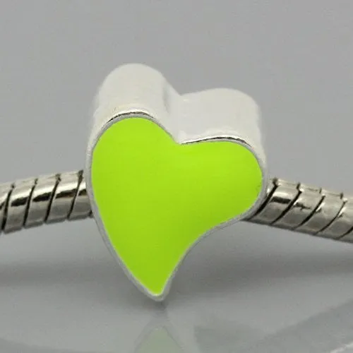Love Heart Charm Fushia Bead for European Snake Chain charm bracelet