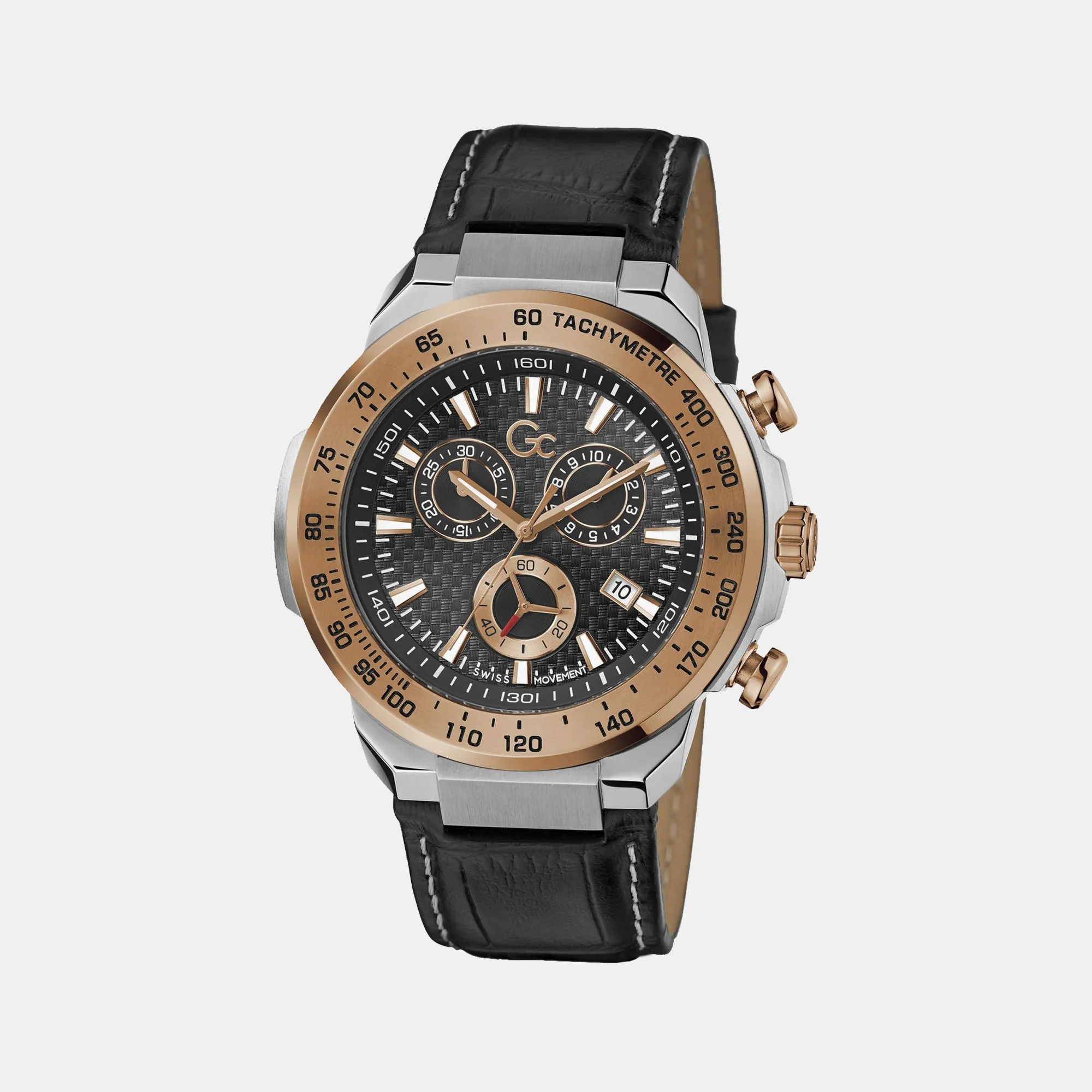 Men's Black Chronograph Genuine Leather Watch Z35003G4MF