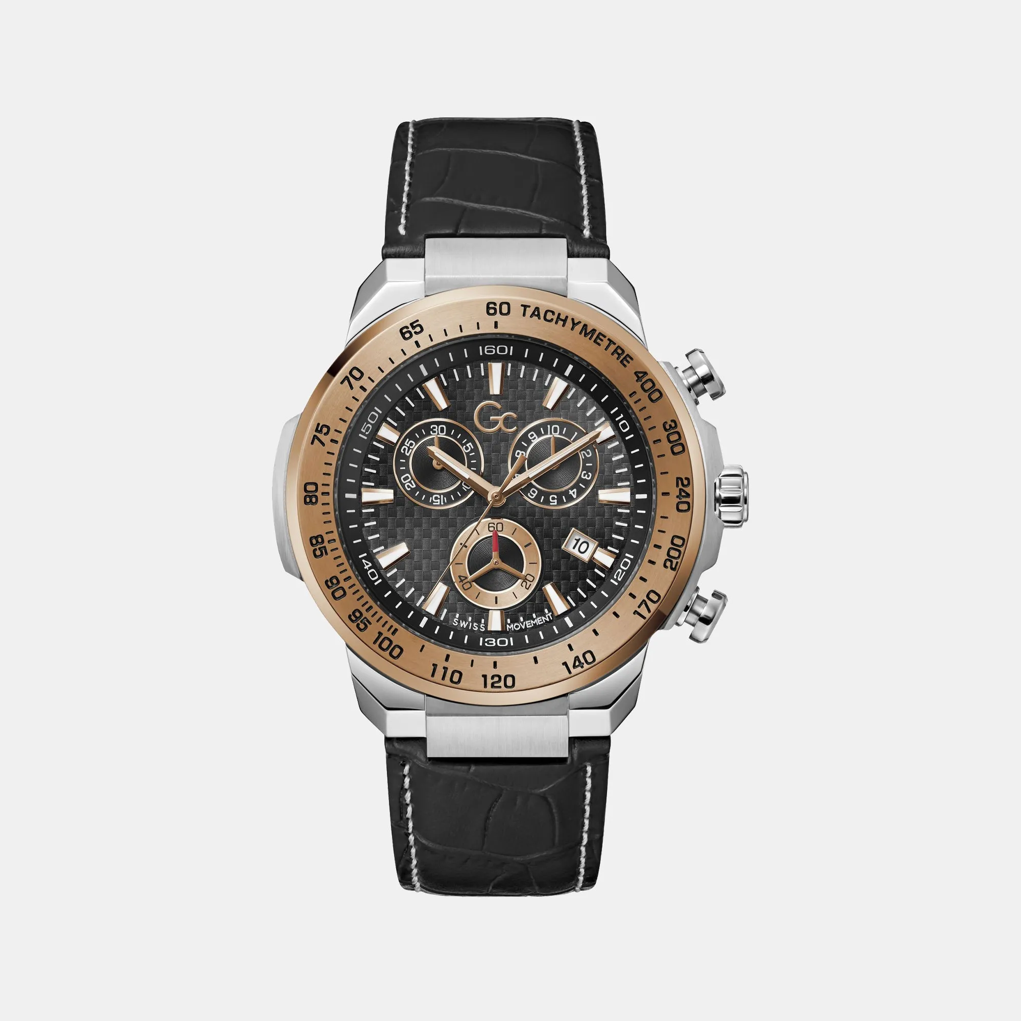 Men's Black Chronograph Genuine Leather Watch Z35003G4MF
