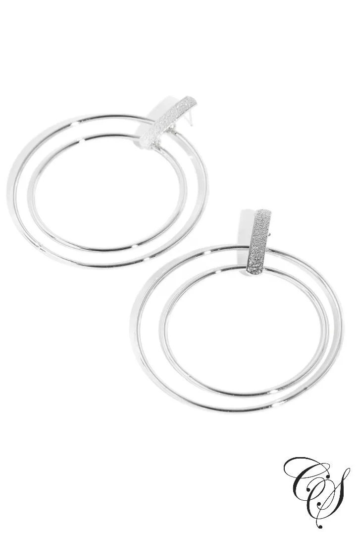Metallic Double Hoop Drop Earrings