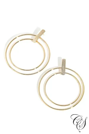 Metallic Double Hoop Drop Earrings