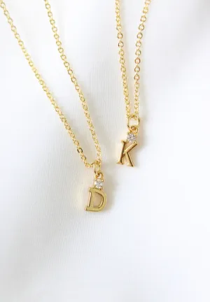 Mini Rhinestone Initial Necklace