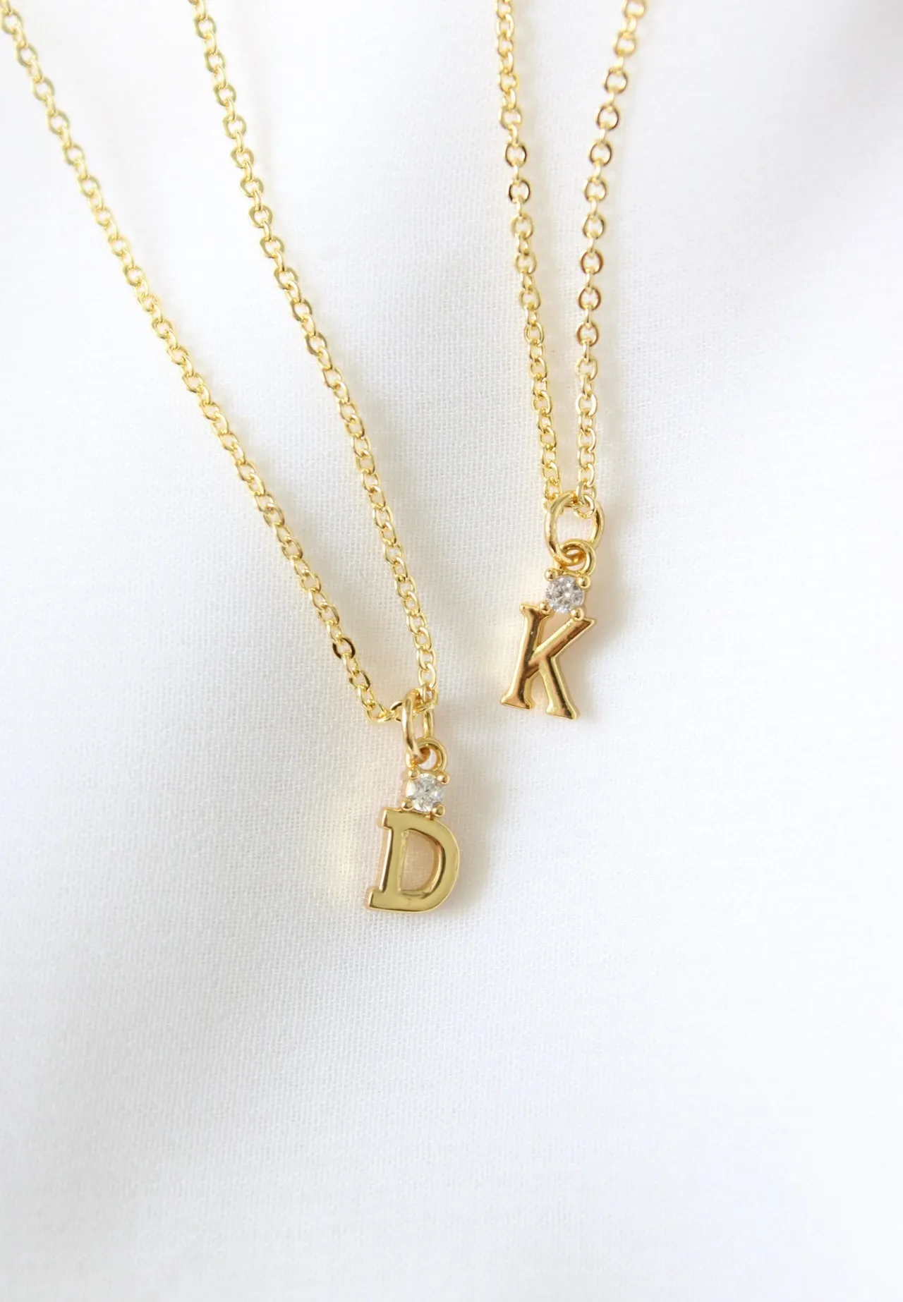 Mini Rhinestone Initial Necklace
