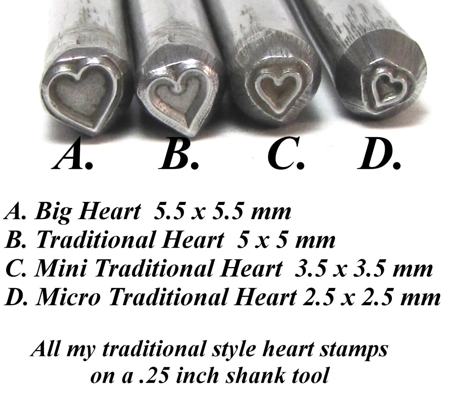 Mini Traditional Heart, design stamp, size 3.5 mm, metal jewelry stamping