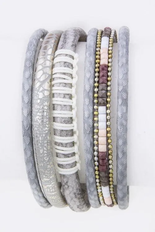 Mix Texture Leather Layer Bracelet