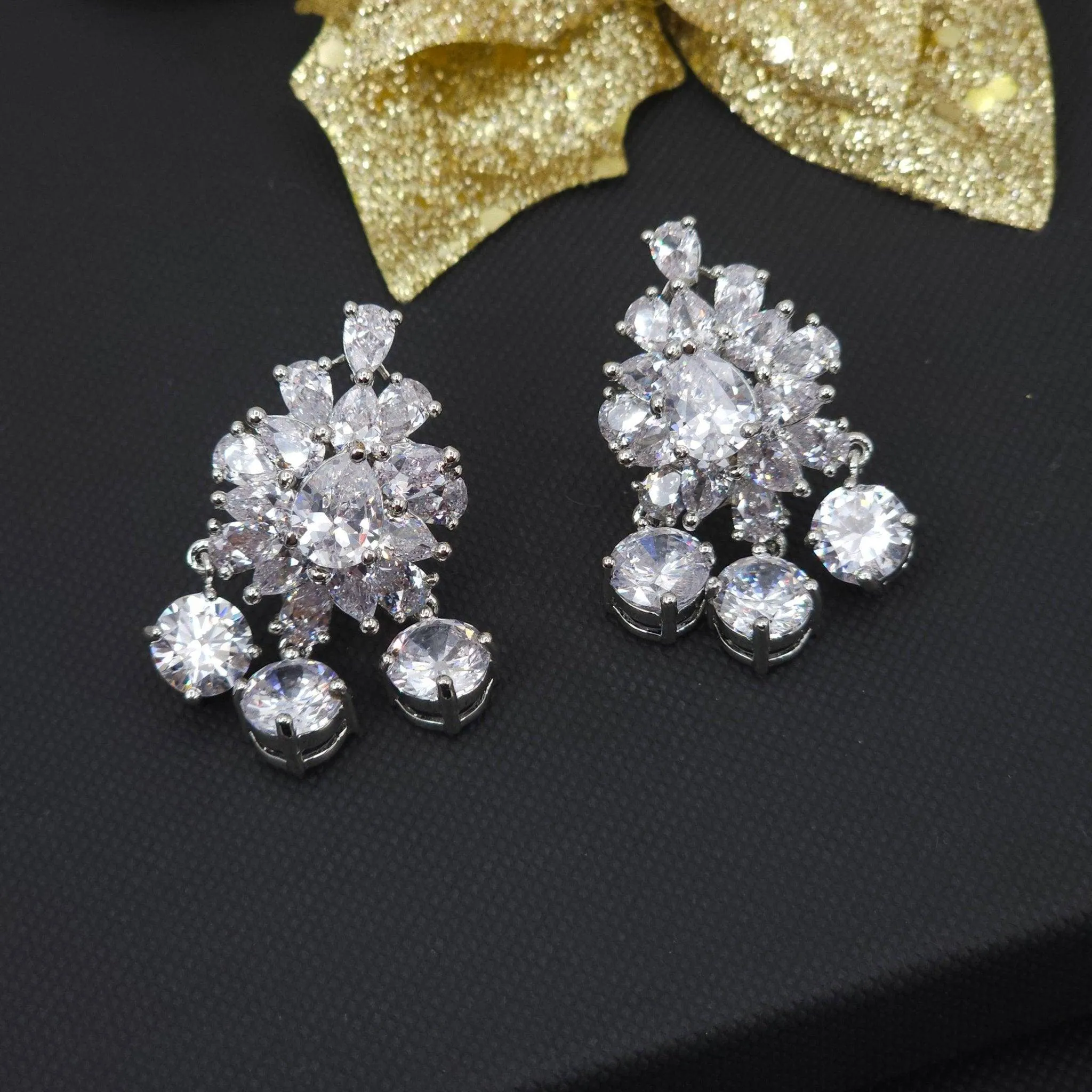 Moon Crust - American Diamond Stud Earrings