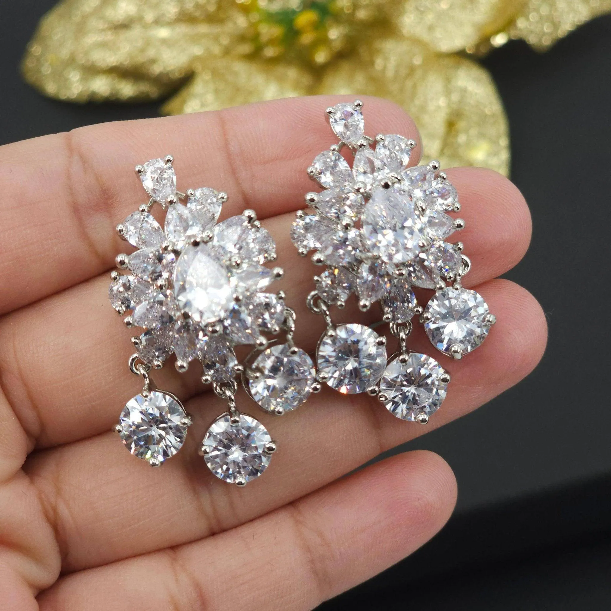 Moon Crust - American Diamond Stud Earrings